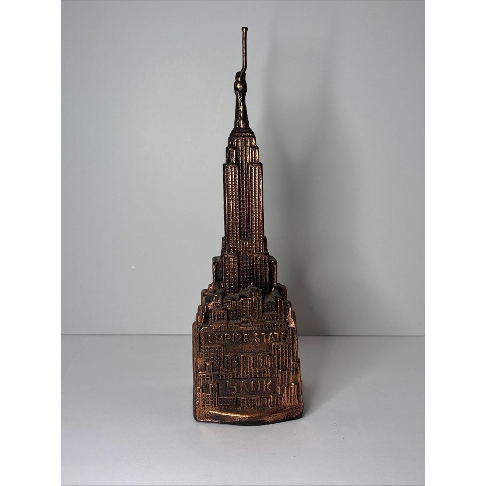 Empire State Building NYC Bank Metal Piggy Bank Vintage "No key" Souvenir 8"